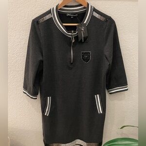 Giuseppe Zanotti dark gray tunic dress rhinestone embellishments NEW XL Italian